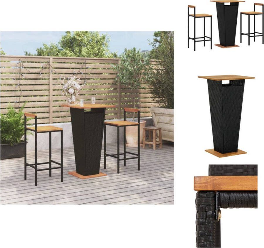 VidaXL Tuinbarset Zwart PE-rattan 60x60x110 cm Incl 1 bartafel 2 barstoelen Tuinset