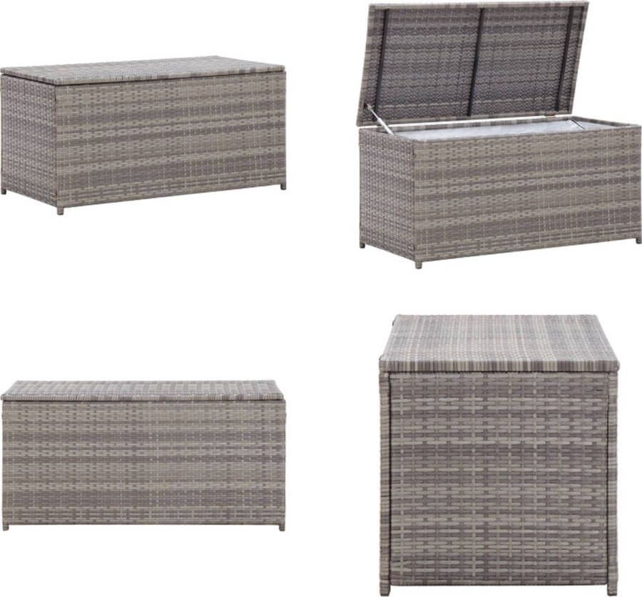 VidaXL Tuinbox 100x50x50 cm poly rattan grijs Opbergcontainer Voor Buiten Opbergcontainers Voor Buiten Opbergcontainer Opbergcontainers