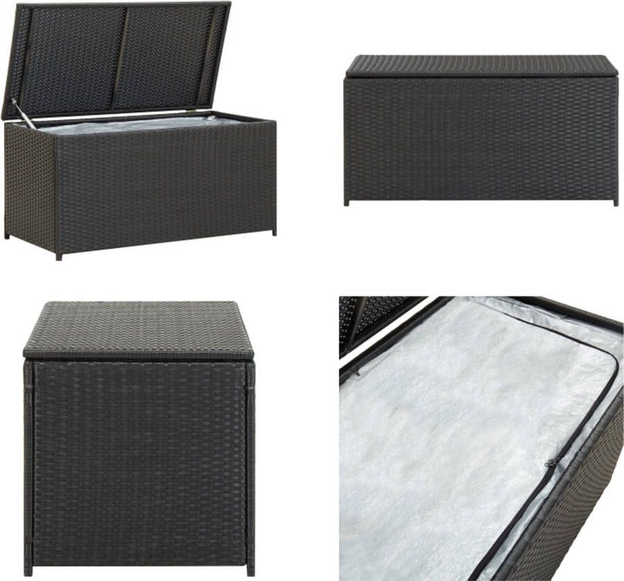 VidaXL Tuinbox 100x50x50 cm poly rattan zwart Opbergcontainer Voor Buiten Opbergcontainers Voor Buiten Opbergcontainer Opbergcontainers