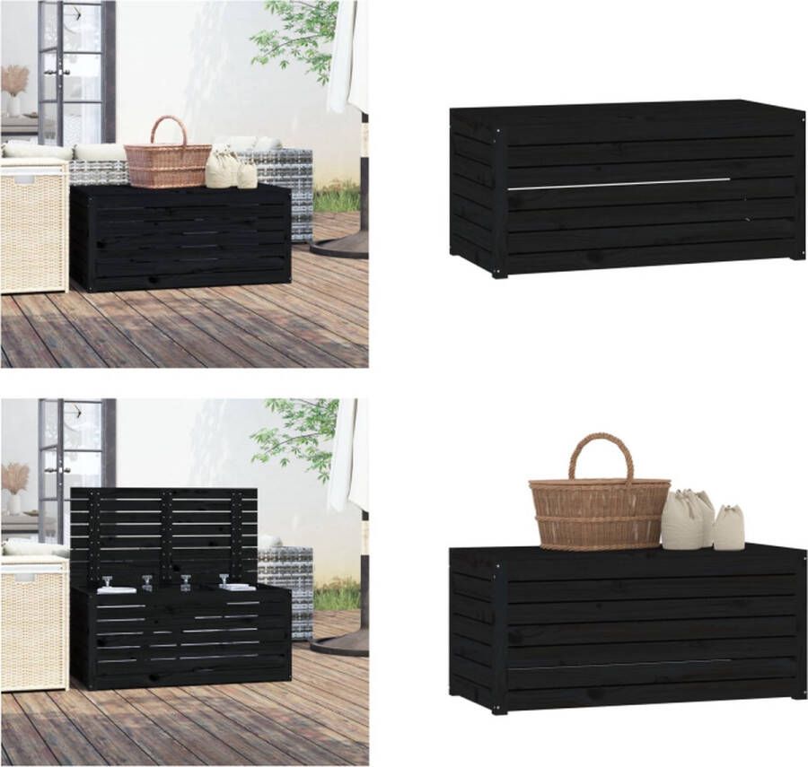 VidaXL Tuinbox 101x50-5x46-5 cm massief grenenhout zwart Tuinbox Tuinboxen Opbergbox Tuinopbergbox