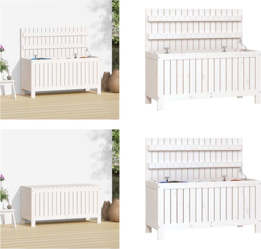 VidaXL Tuinbox 108x42-5x54 cm massief grenenhout wit Tuinbox Tuinboxen Opbergbox Tuinopbergbox