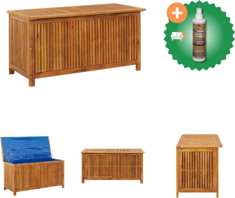 VidaXL Terrasbank Acaciahout 113x50x58cm opbergbox waterbestendige voering Opberger Inclusief Houtreiniger en verfrisser