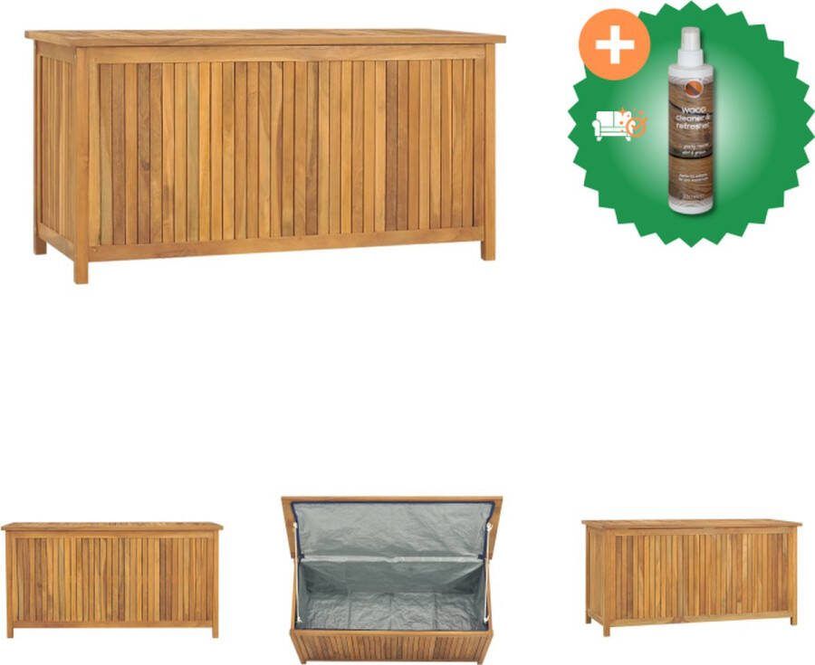 VidaXL Tuinopbergbox Massief teakhout 114 x 50 x 58 cm Met PE-zak Montage vereist Opberger Inclusief Houtreiniger en verfrisser