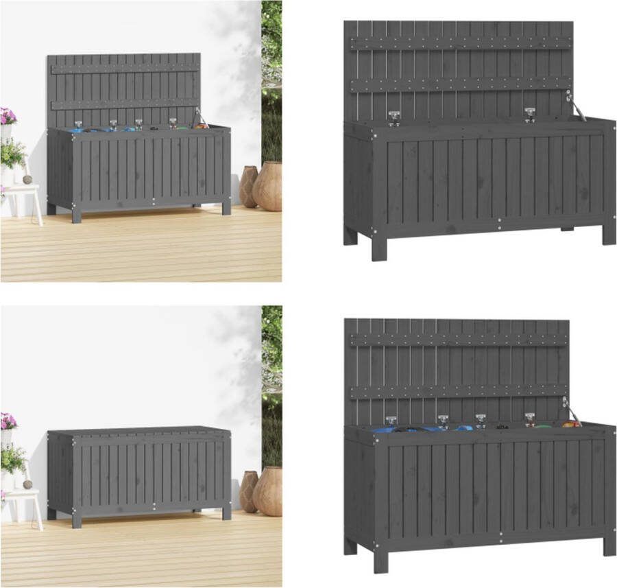 VidaXL Tuinbox 115x49x60 cm massief grenenhout grijs Tuinbox Tuinboxen Opbergbox Tuinopbergbox