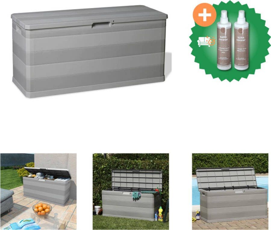 VidaXL Tuinbox 117x45x56 cm grijs Opberger Inclusief Onderhoudsset