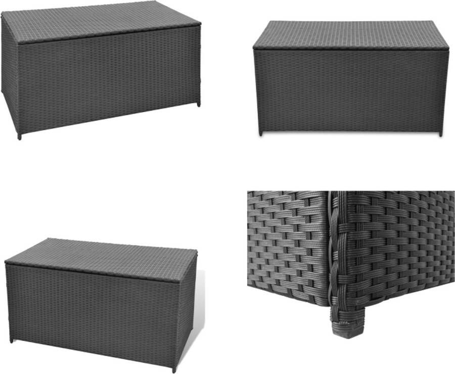 VidaXL Tuinbox 120x50x60 cm poly rattan zwart Opbergkist Opbergkisten Opbergbox Opbergboxen