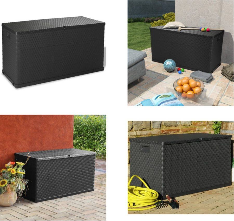 VidaXL Tuinbox 120x56x63 cm polypropeen rattan antracietkleurig Opslagkist Opslagkisten Opslag Kist Opslag Kisten