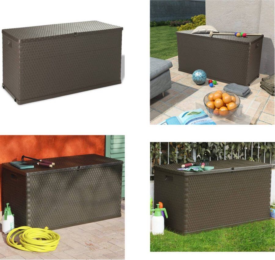 VidaXL Tuinbox 120x56x63 cm polypropeen rattan bruin Opslagkist Opslagkisten Opslag Kist Opslag Kisten