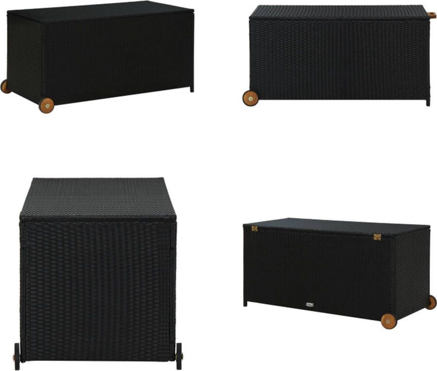 VidaXL Tuinbox 120x65x61 cm poly rattan zwart Tuinbox Tuinboxen Kussenbox Kussensboxen