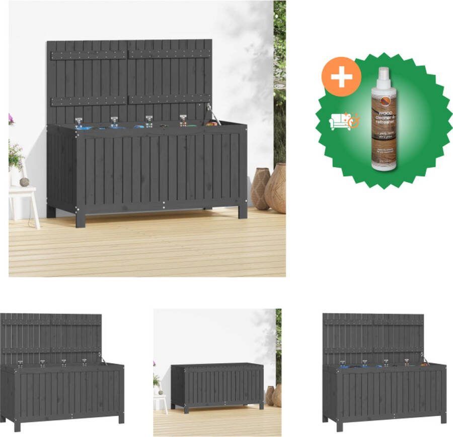 VidaXL Tuinbox 121x55x64 cm massief grenenhout grijs Opberger Inclusief Houtreiniger en verfrisser