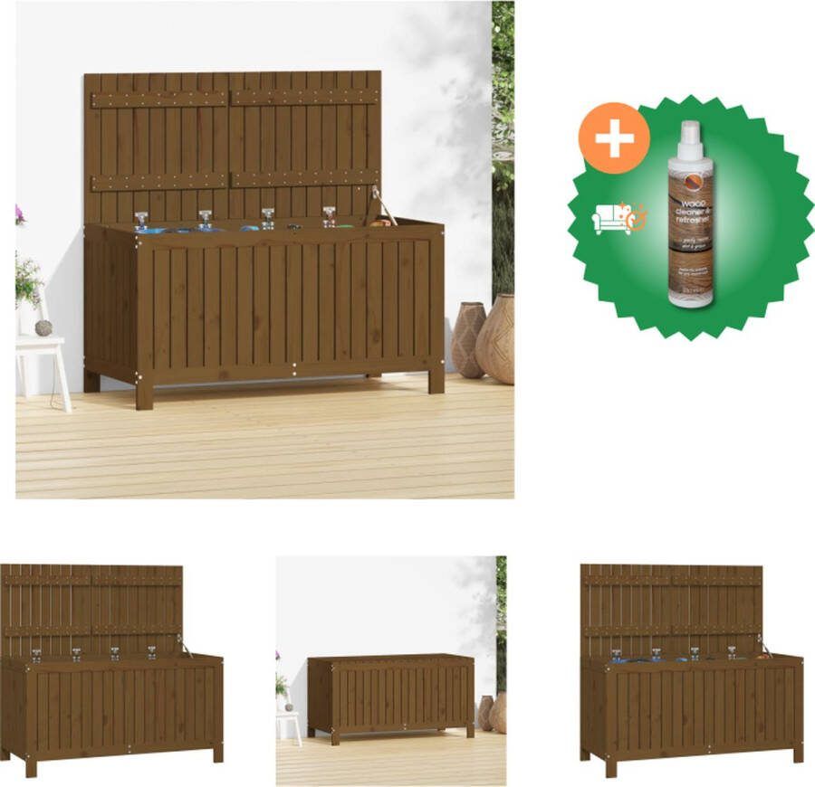 VidaXL Tuinbox Massief grenenhout 121 x 55 x 64 cm (B x D x H) Honingbruin Opberger Inclusief Houtreiniger en verfrisser