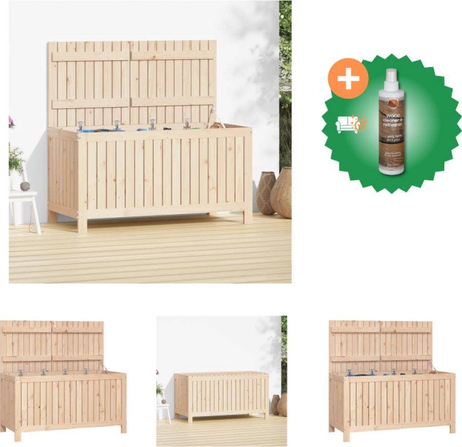VidaXL Tuinbox Massief Grenenhout 121 x 55 x 64 cm Opbergruimte en Ventilatie Opberger Inclusief Houtreiniger en verfrisser