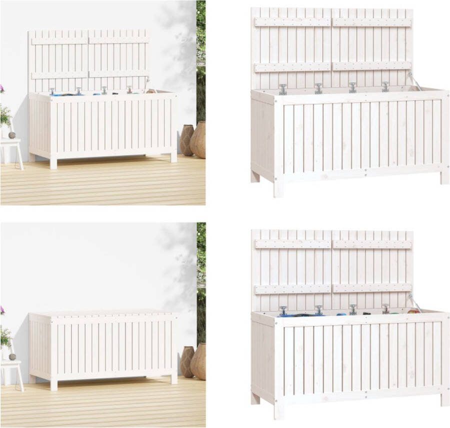 VidaXL Tuinbox 121x55x64 cm massief grenenhout wit Tuinbox Tuinboxen Opbergbox Tuinopbergbox