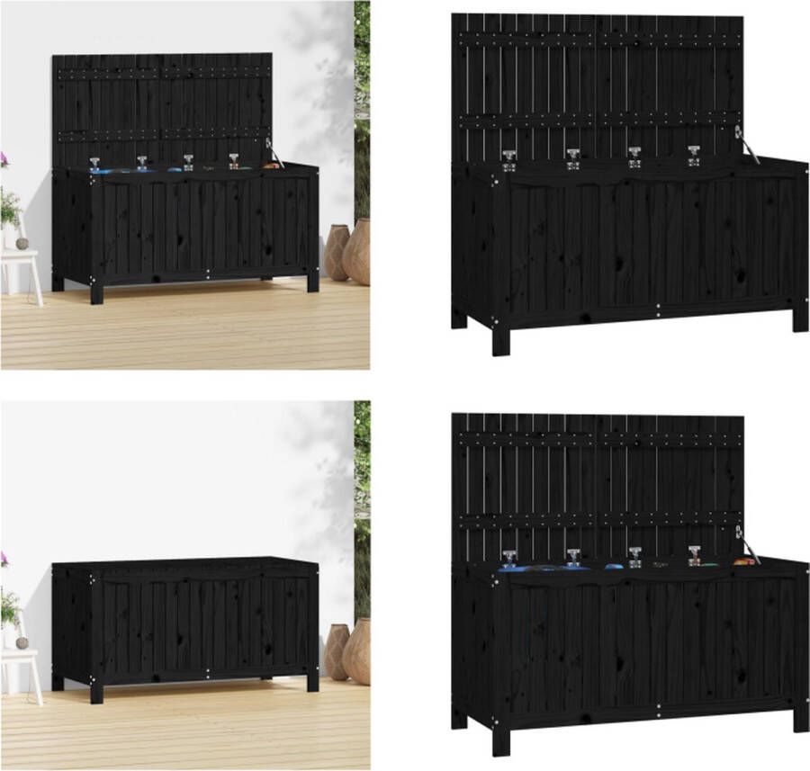 VidaXL Tuinbox 121x55x64 cm massief grenenhout zwart Tuinbox Tuinboxen Opbergbox Tuinopbergbox