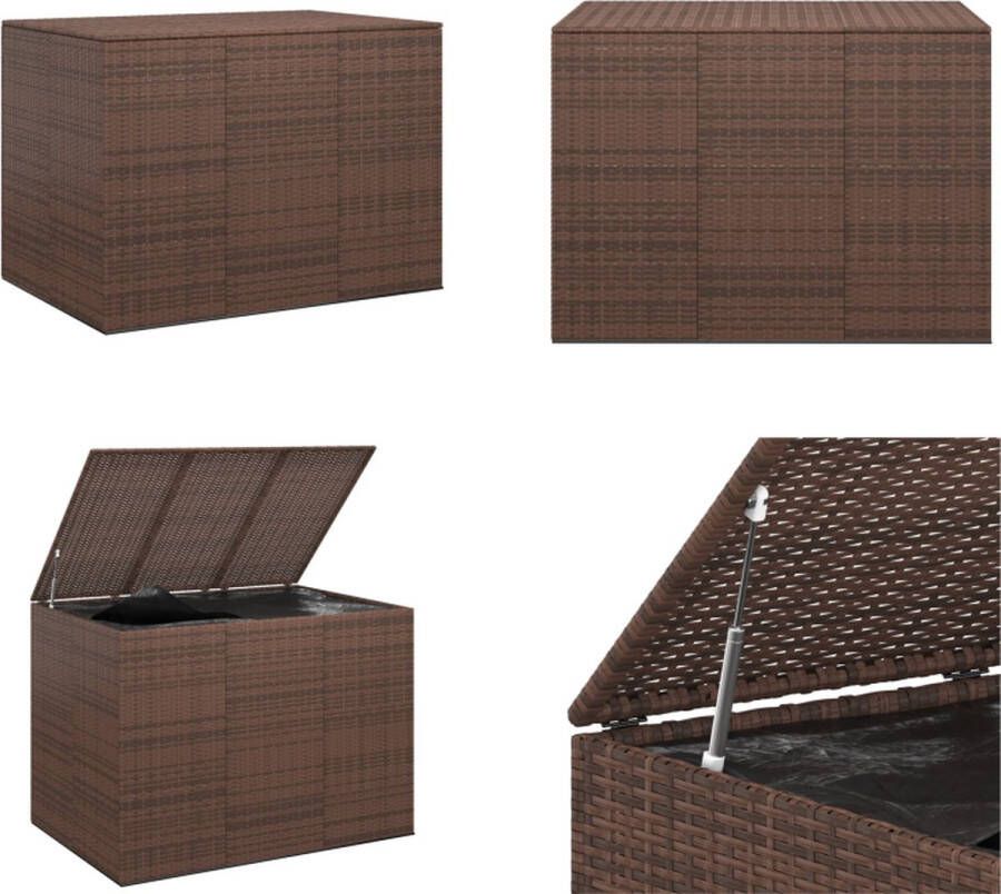 VidaXL Tuinbox 145x100x103 cm polyetheen rattan bruin Kussenbox Kussenboxen Tuinbox Opbergbox