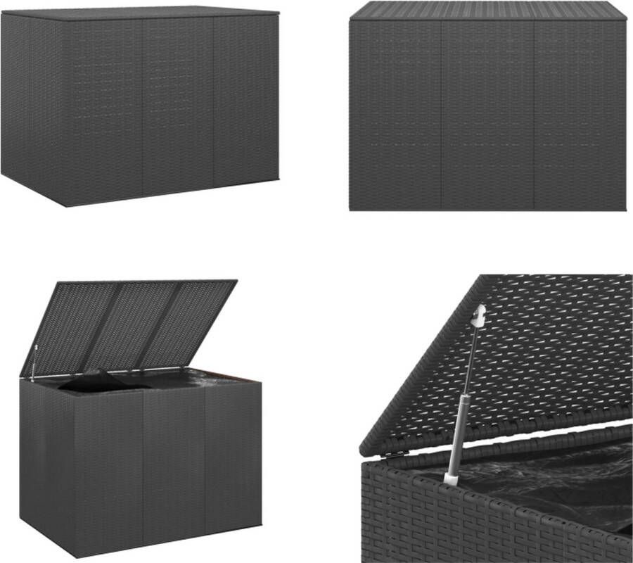 VidaXL Tuinbox 145x100x103 cm polyetheen rattan zwart Kussenbox Kussenboxen Tuinbox Opbergbox
