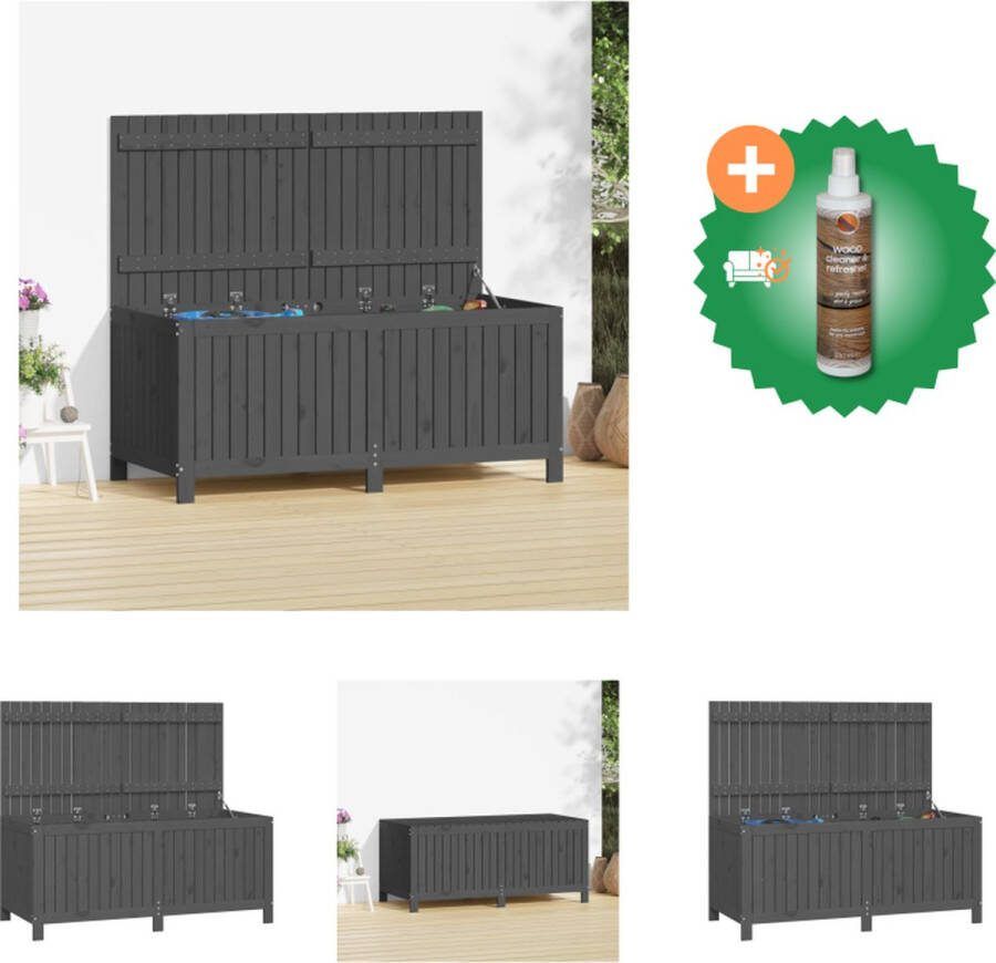 VidaXL Tuinbox Grenenhout Grijs 147 x 68 x 64 cm Ventilatie Gaslift Opberger Inclusief Houtreiniger en verfrisser