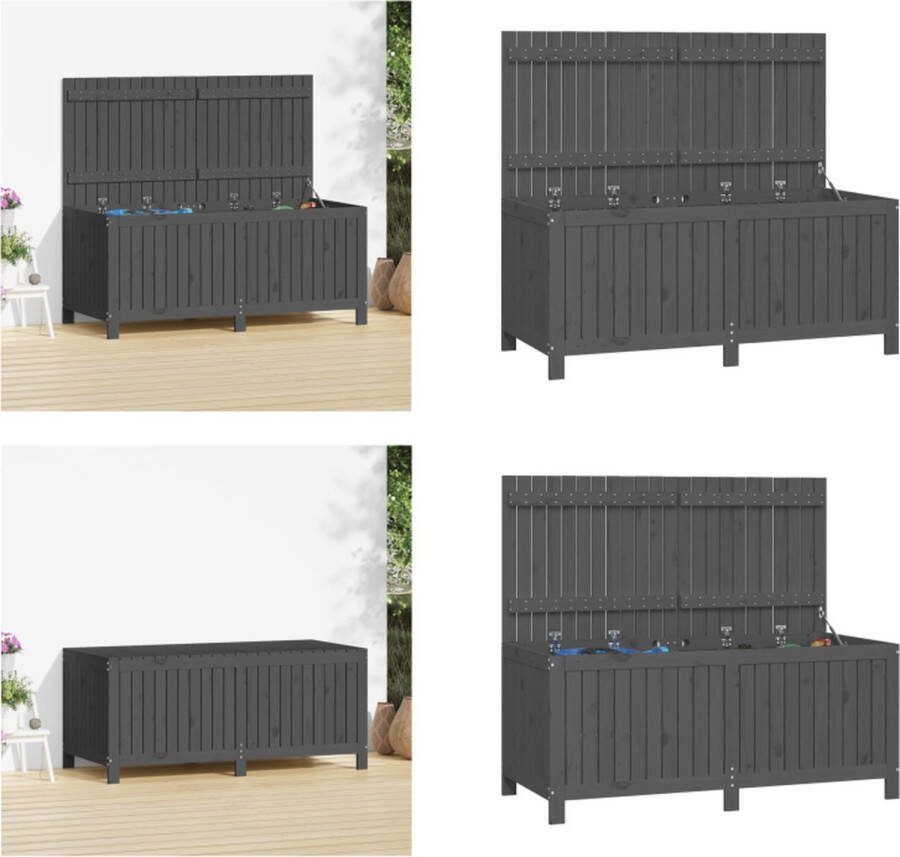 VidaXL Tuinbox 147x68x64 cm massief grenenhout grijs Tuinbox Tuinboxen Opbergbox Tuinopbergbox
