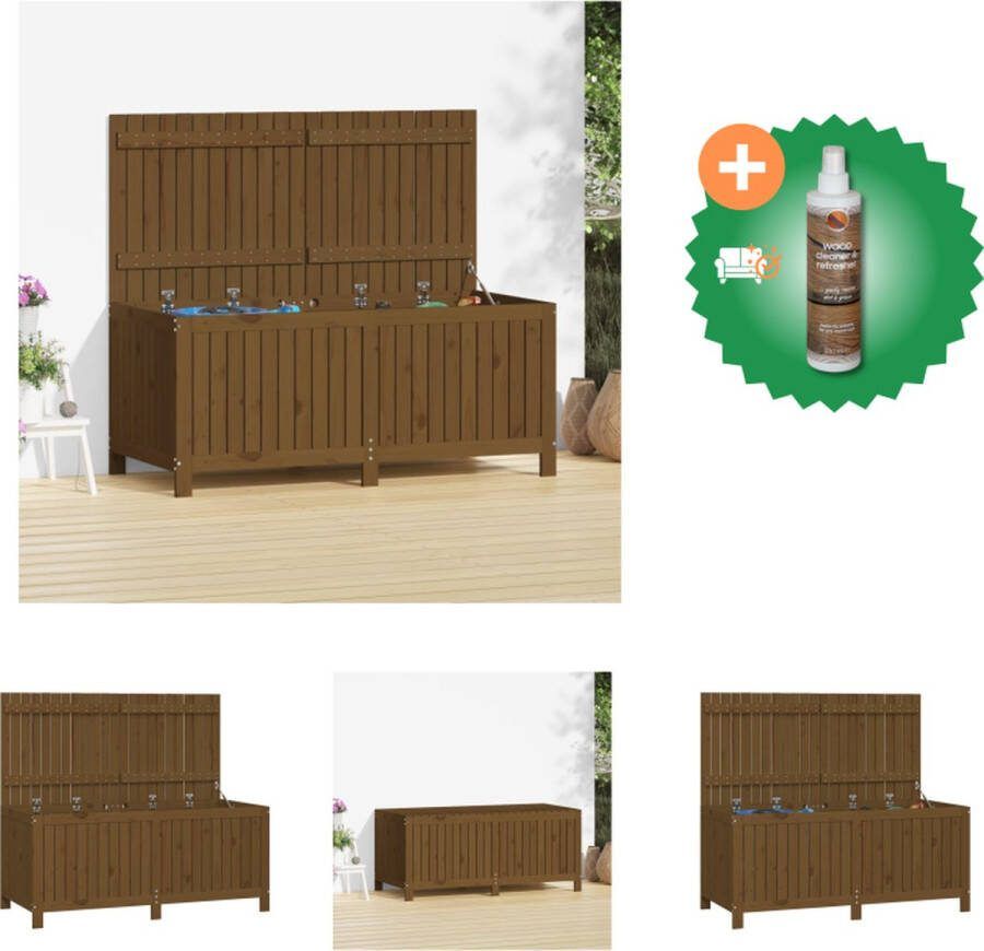 VidaXL Tuinbox Massief Grenenhout Opbergbox 147x68x64 cm Honingbruin Opberger Inclusief Houtreiniger en verfrisser
