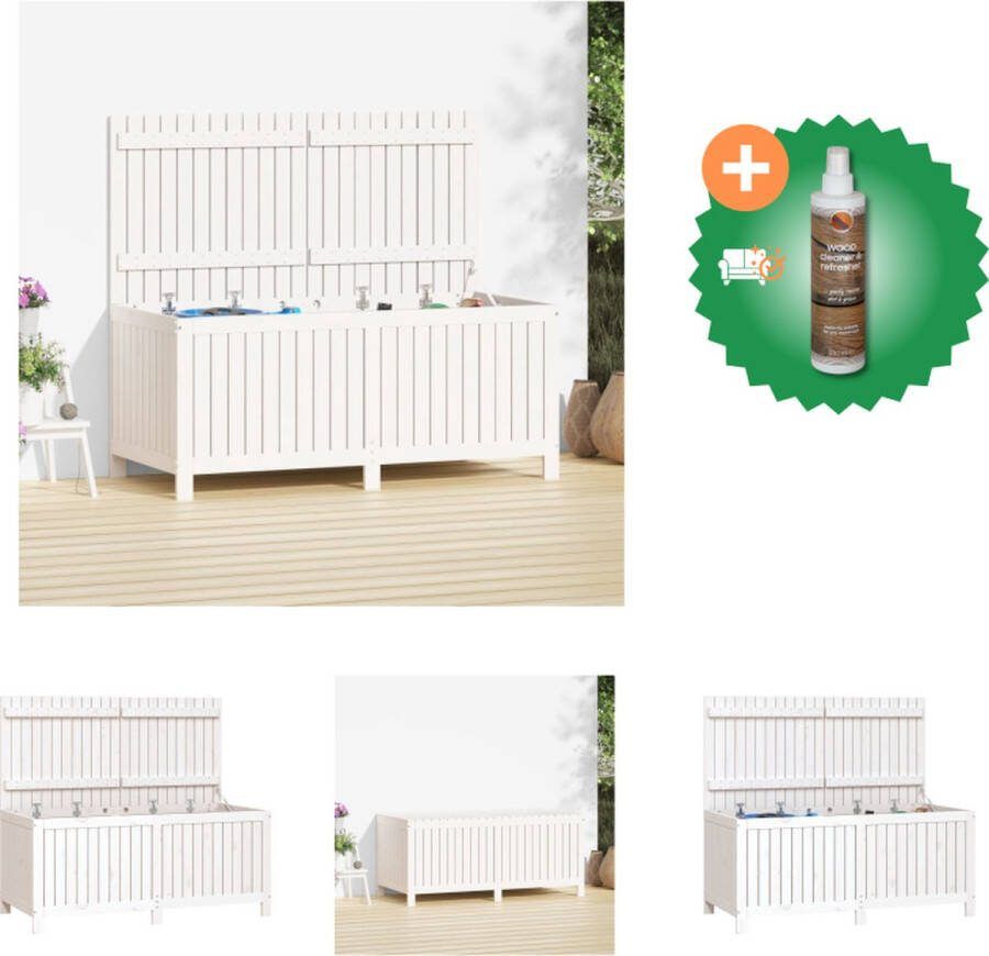 VidaXL Tuinbox 147x68x64 cm massief grenenhout wit Opberger Inclusief Houtreiniger en verfrisser