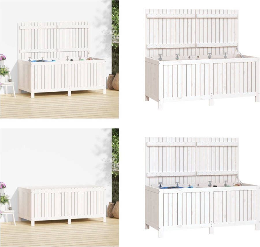 VidaXL Tuinbox 147x68x64 cm massief grenenhout wit Tuinbox Tuinboxen Opbergbox Tuinopbergbox