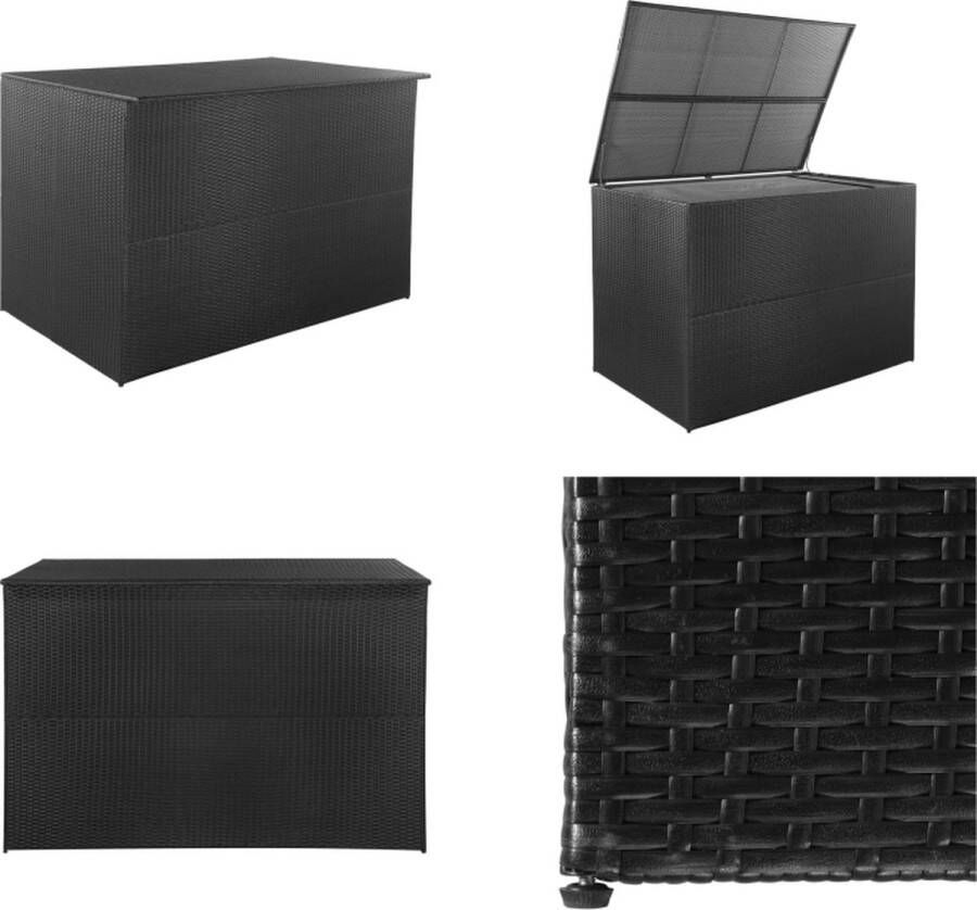 VidaXL Tuinbox 150x100x100 cm poly rattan zwart Opbergcontainer Voor Buiten Opbergcontainers Voor Buiten Opbergcontainer Opbergcontainers