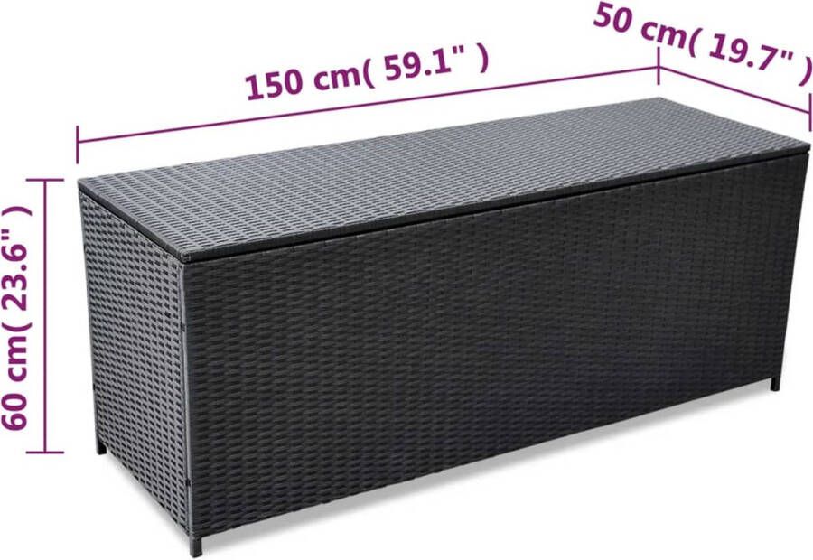 VidaXL -Tuinbox-150x50x60-cm-poly-rattan-zwart