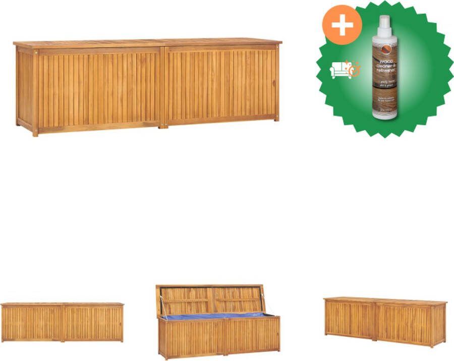 VidaXL Tuinbox Teakhout 175 x 50 x 55 cm Weerbestendig Met PE-zak Montage vereist Opberger Inclusief Houtreiniger en verfrisser