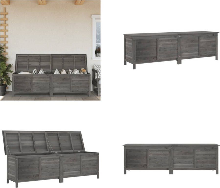 VidaXL -Tuinbox-198-5x50x56-5-cm-massief-vurenhout-antracietkleurig Tuinbox Tuinboxen Opbergbox Tuin