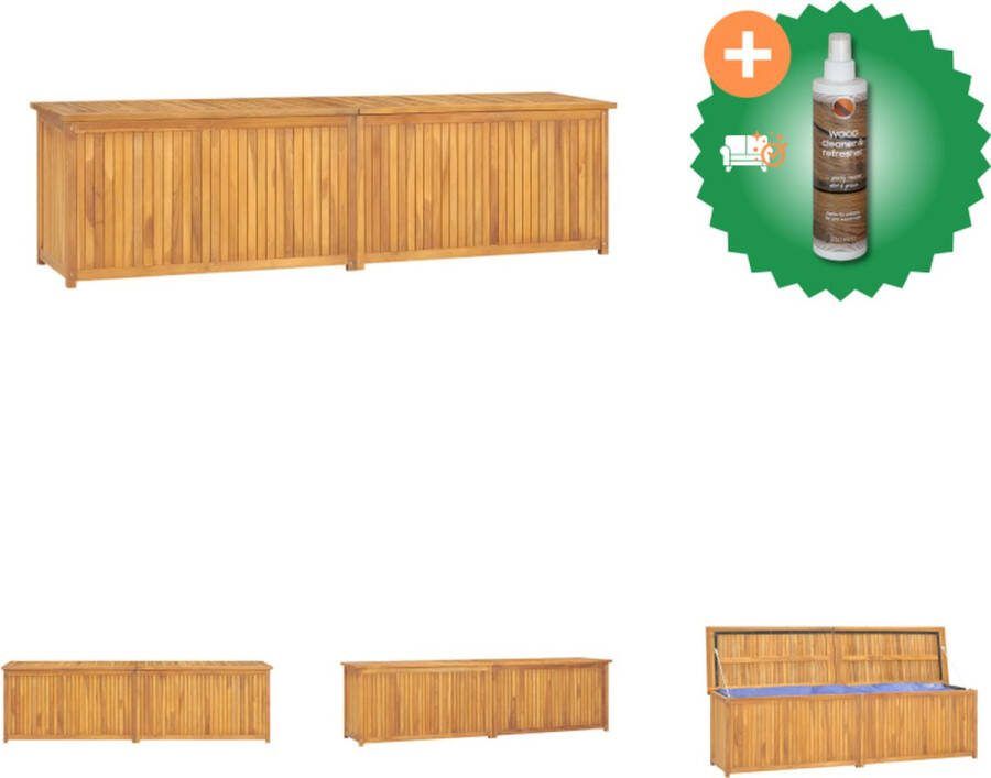 VidaXL Tuinbox Teakhout 200 x 50 x 55 cm PE-zak Montage vereist Opberger Inclusief Houtreiniger en verfrisser