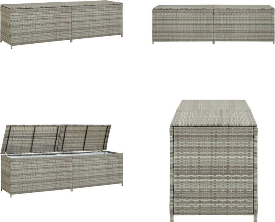 VidaXL Tuinbox 200x50x60 cm poly rattan grijs Opbergkist Opbergkisten Opbergbox Opbergboxen