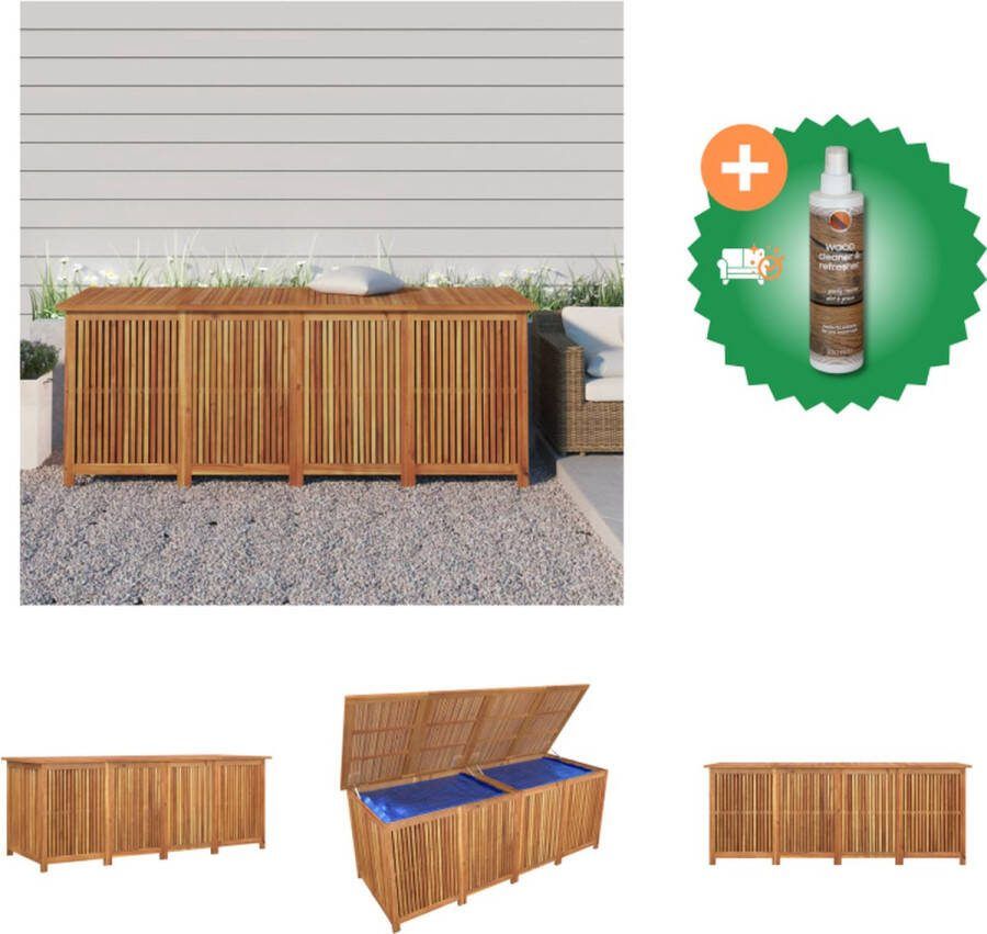 VidaXL Houten Tuinbox Acaciahout 200x80x75 cm Waterbestendige Zak Opberger Inclusief Houtreiniger en verfrisser