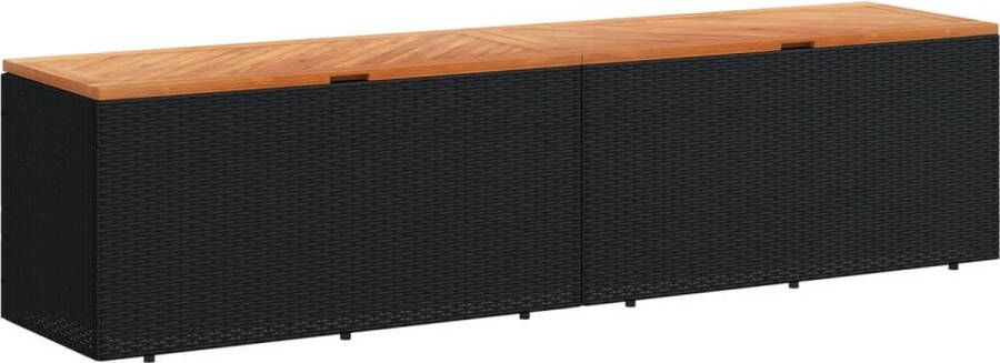 VidaXL Tuinbox 220x50x54 cm poly rattan en acaciahout zwart