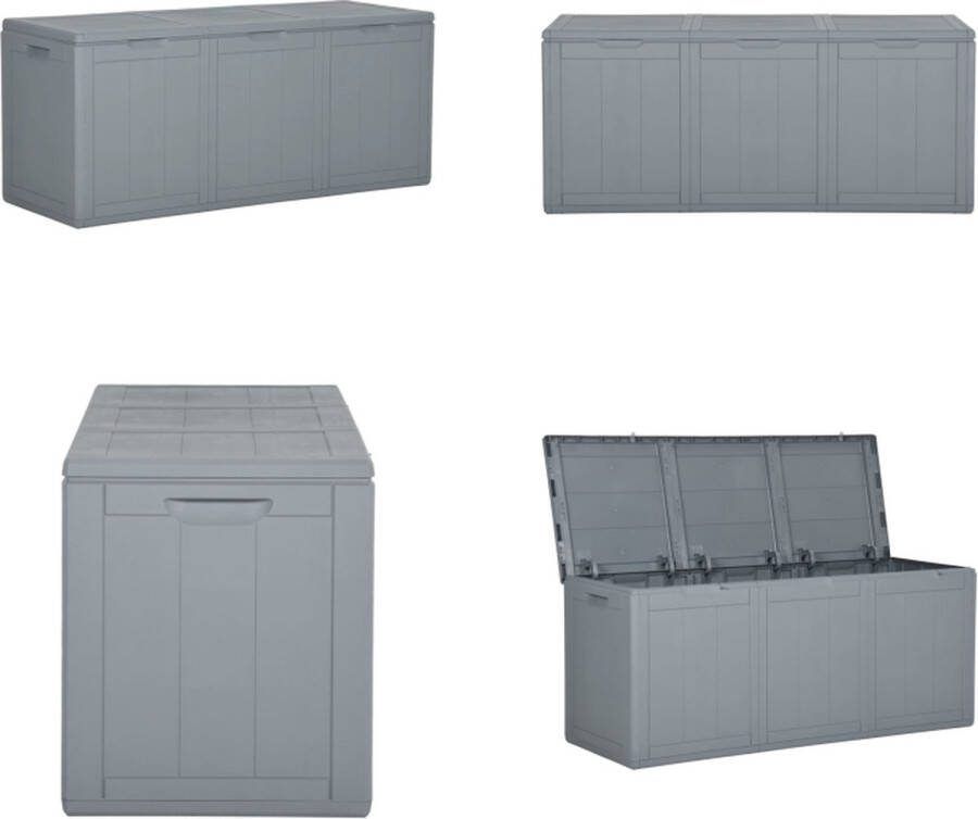 VidaXL Tuinbox 270 L PP rattan grijs Opbergdoos Opbergdozen Tuin Opbergdoos Tuin Opbergdozen