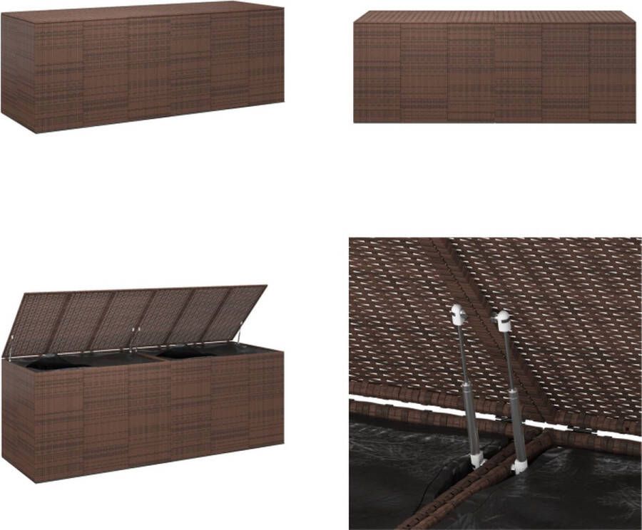 VidaXL Tuinbox 291x100-5x104 cm polyetheen rattan bruin Kussenbox Kussenboxen Tuinbox Opbergbox