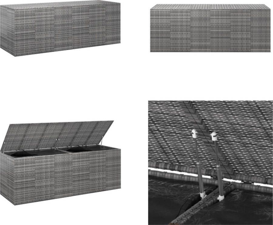 VidaXL Tuinbox 291x100-5x104 cm polyetheen rattan grijs Kussenbox Kussenboxen Tuinbox Opbergbox