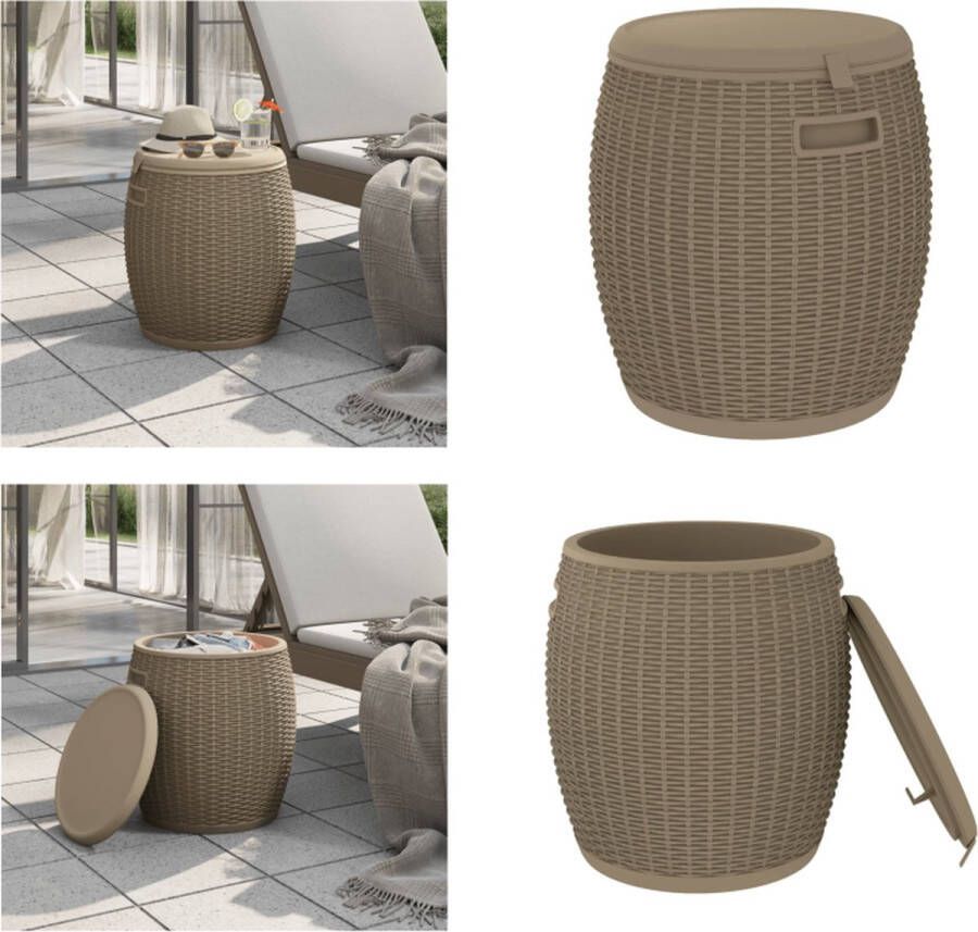 VidaXL Tuinbox 4-in-1 polypropeen lichtbruin Tuinbox Tuinboxen Opbergdoos Opbergbox