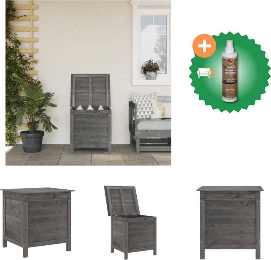 VidaXL Houten Tuinbox Massief Vurenhout 50 x 49 x 56.5 cm Antraciet Opberger Inclusief Houtreiniger en verfrisser