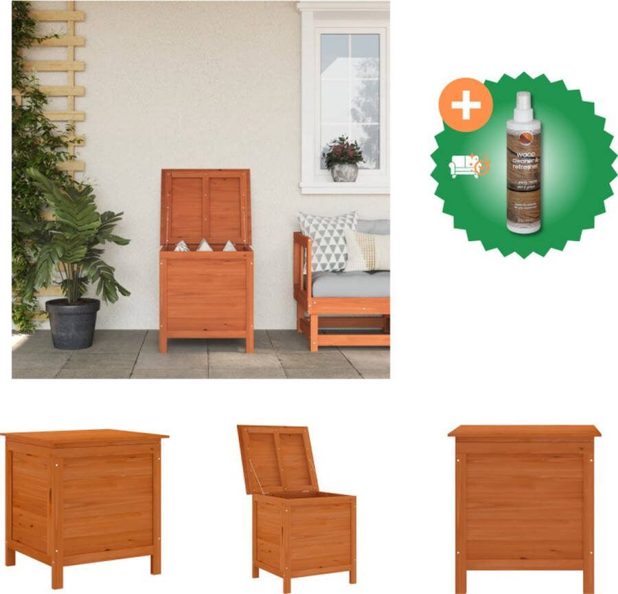 VidaXL Opbergbox Houten Tuinbox 50x49x56.5 cm Bruin Massief Vurenhout Opberger Inclusief Houtreiniger en verfrisser
