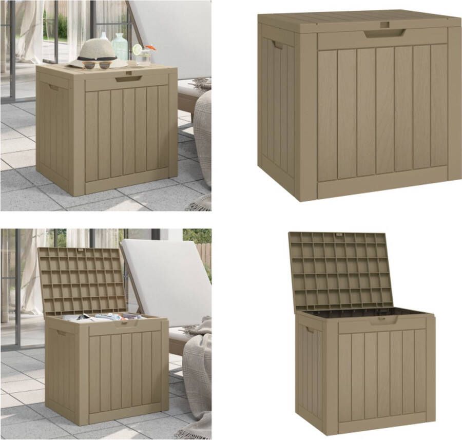 VidaXL Tuinbox 55-5x43x53 cm polypropeen lichtbruin Tuinbox Tuinboxen Opbergbox Tuinopbergbox