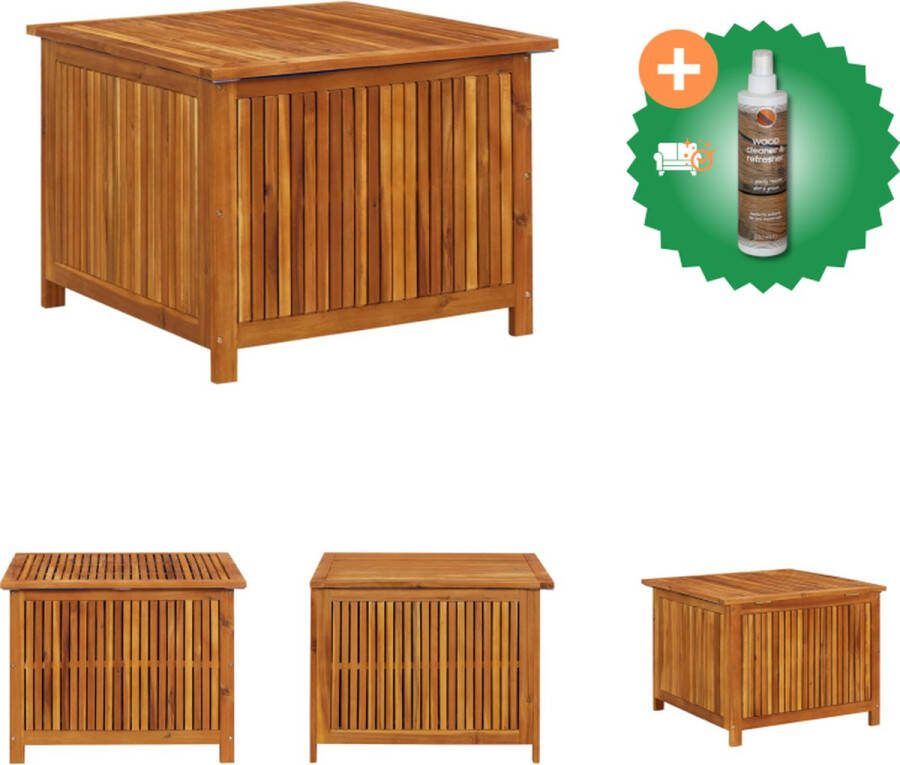 VidaXL Tuinbox Acaciahout Waterbestendige zak 75x75x58 cm Geschikt voor buitengebruik Opberger Inclusief Houtreiniger en verfrisser