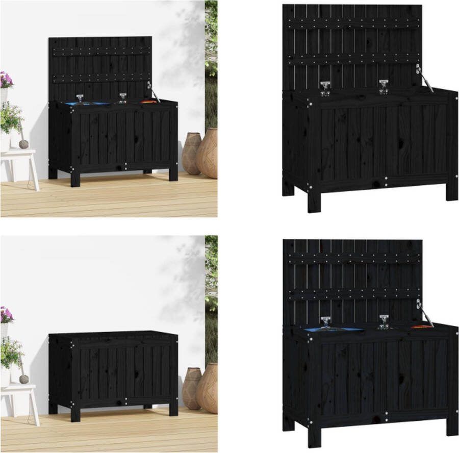 VidaXL Tuinbox 76x42-5x54 cm massief grenenhout zwart Tuinbox Tuinboxen Opbergbox Tuinopbergbox