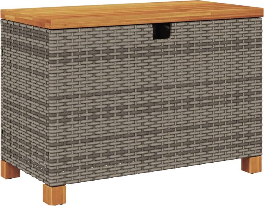 VidaXL Tuinbox 80x40x48 cm poly rattan en acaciahout grijs
