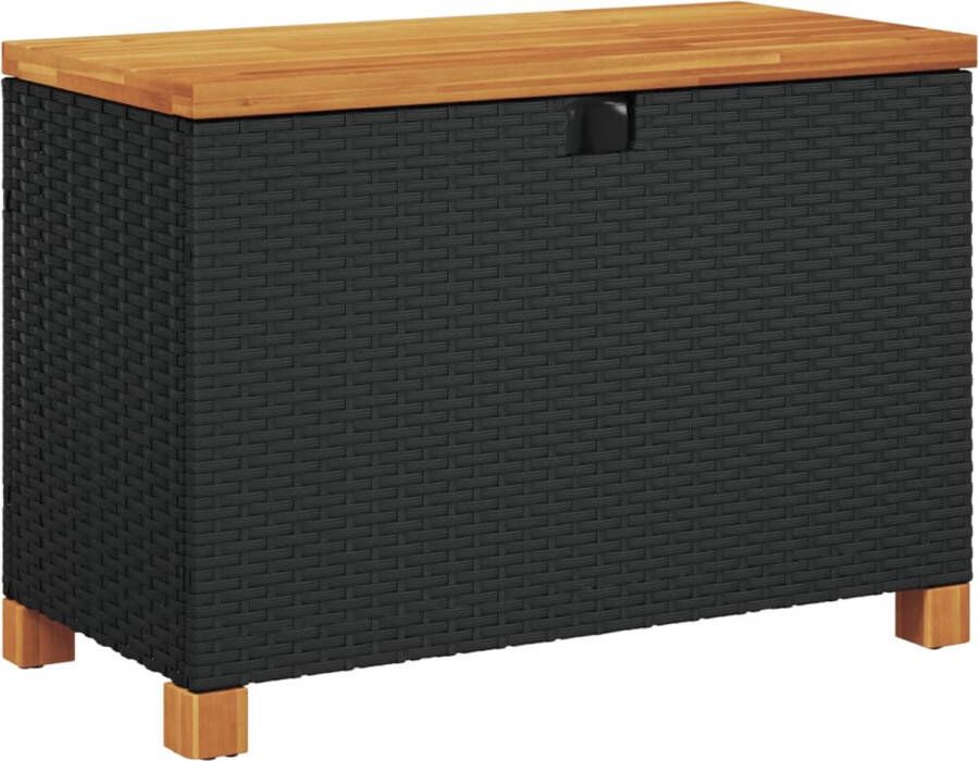 VidaXL Tuinbox 80x40x48 cm poly rattan en acaciahout zwart