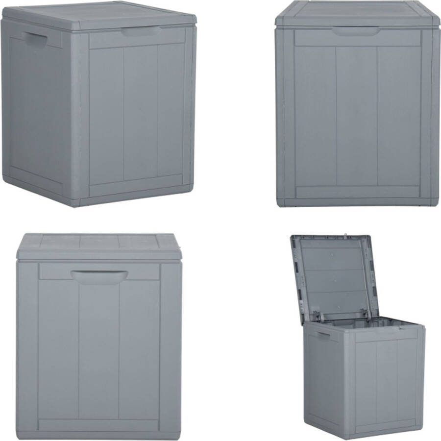 VidaXL Tuinbox 90 L PP rattan grijs Opbergdoos Opbergdozen Tuin Opbergdoos Tuin Opbergdozen