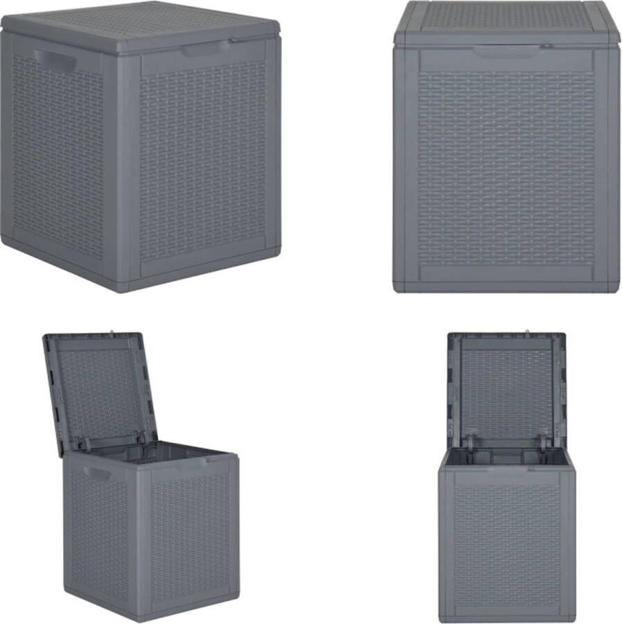 VidaXL Tuinbox 90 L PP rattan grijs Tuinbox Tuinboxen Opbergbox Tuinopbergbox