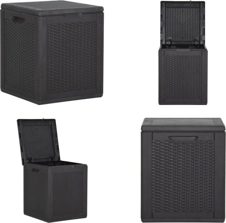 VidaXL Tuinbox 90 L PP rattan zwart Opbergdoos Opbergdozen Tuin Opbergdoos Tuin Opbergdozen