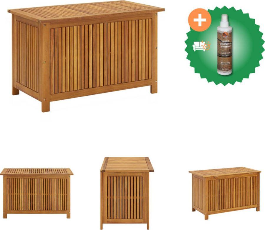VidaXL Opbergbank massief acaciahout 90 x 50 x 58 cm Rustieke charme Slijtvast Buitengebruik Gegalvaniseerde hardware Opberger Inclusief Houtreiniger en verfrisser
