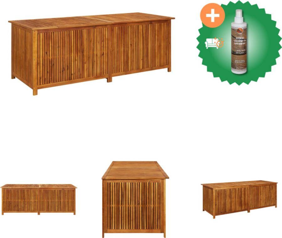 VidaXL Tuinbox Acaciahout 200x80x75cm waterbestendige zak opbergoplossing voor buiten Opberger Inclusief Houtreiniger en verfrisser