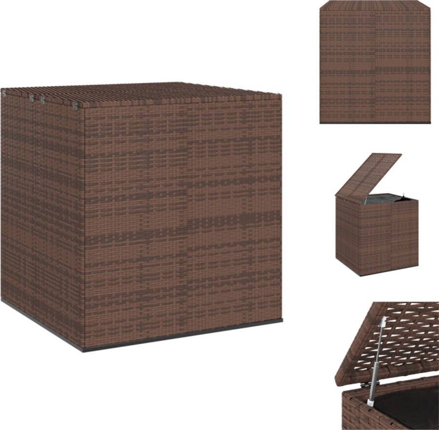 VidaXL Tuinbox bruin 100 x 97.5 x 104 cm PE-rattan gepoedercoat staal Opberger